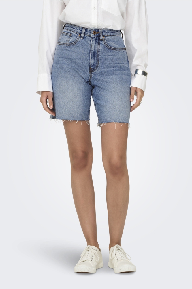 ONLJULIETTE HW WIDE SHORT RW HEM BO 15355930 Light Blue Denim